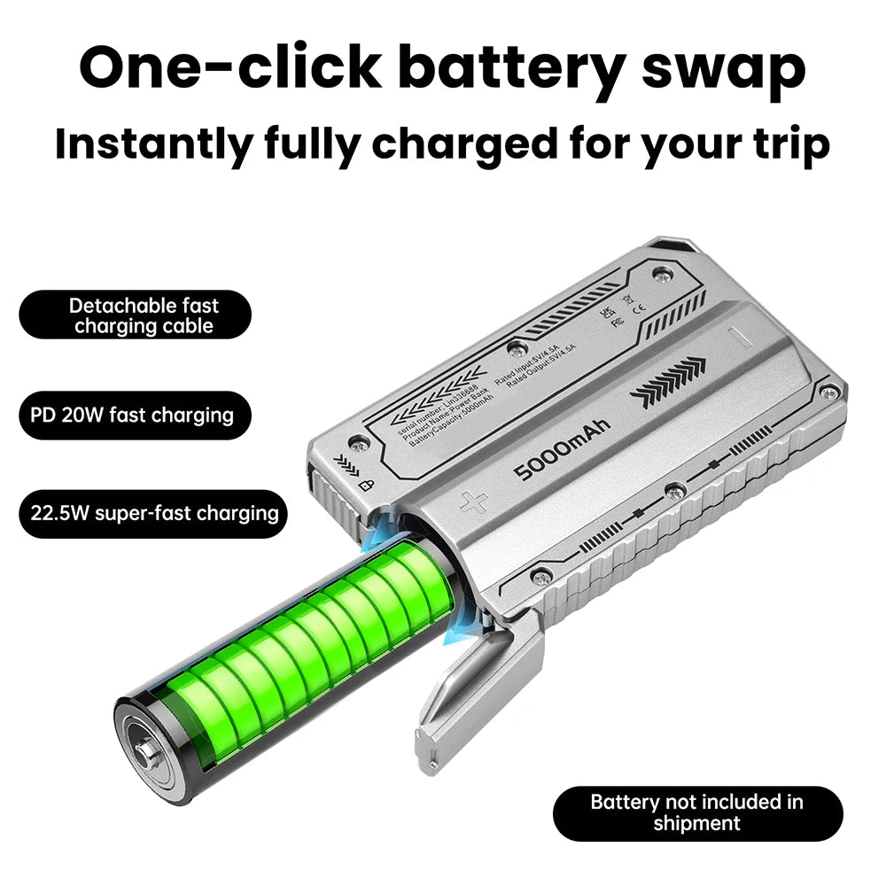 21700 Battery Holder Power Bank Case PD 20W Fast Charging Built-in Cable Detachable Power Bank DIY Battery Case