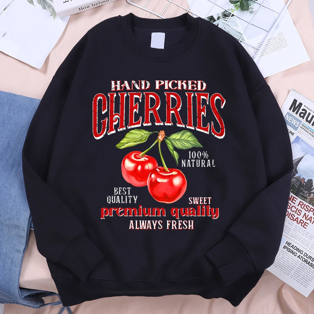 Hand Picked Cherries Premium Quality Hoodies Mens Harajuku Loose Hoody Oversize Loose Clothes Fashion Fitness Sweatshirt Women