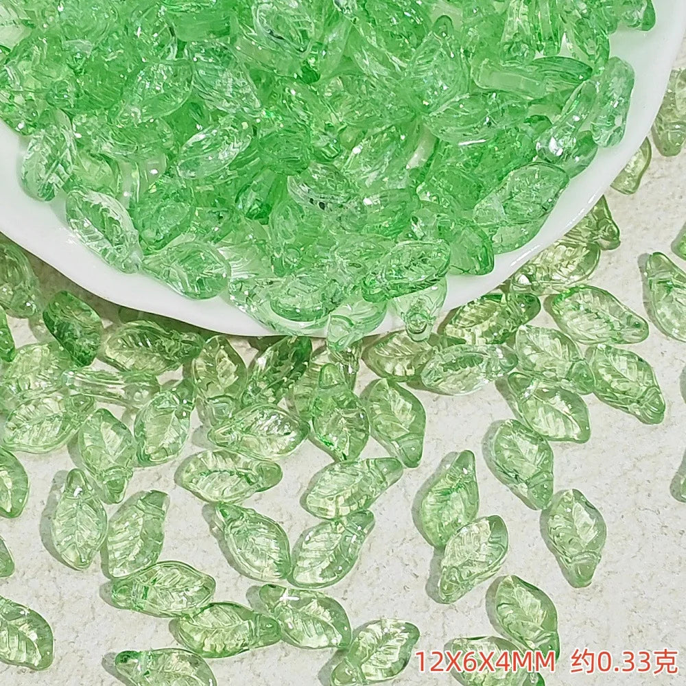 New 30pcs12x6mm Cute Grape Leaf Shaped Glass Beads Loose Spacer Beads For Jewelry Making Handmade Crafts Diy Bracelet Necklace