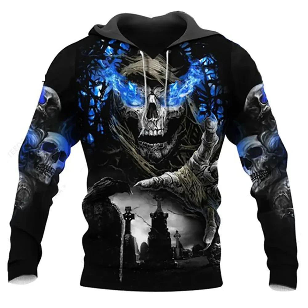 Vintage Skull 3D Print Hoodie Men/Women Casual Fashion Hoodies 2026 Pullover Sweatshirts Oversized Unisex Men Coat