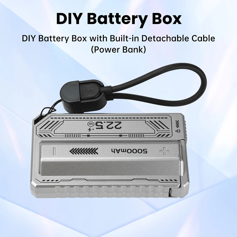 21700 Battery Holder Power Bank Case PD 20W Fast Charging Built-in Cable Detachable Power Bank DIY Battery Case