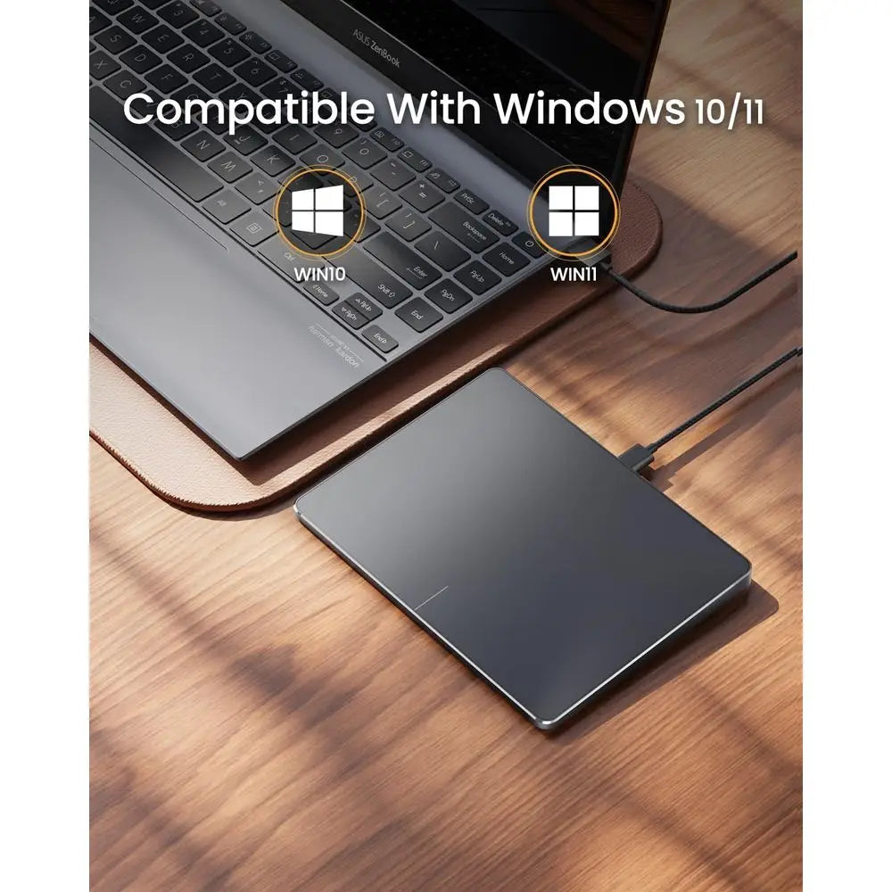 High-Precision Wired Trackpad Mouse with Multi-Gestures for Windows 10/11, Slim and Portable, Suitable for Laptop/Desktop, Grey
