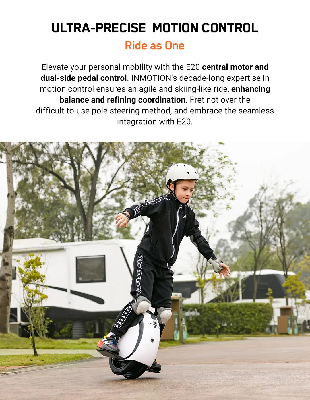 Original INMOTION E20 Electric Unicycle Motor 900W Battery 54.6V Top Speed 20km/h Range 30km Bluetooth Speaker 14inch EUC Wheel