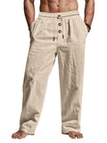 Men's Casual Trousers 2025 Spring/Summer New Man Large Size white Straight trousers Solid Beach black Fitness Pants S-XXXL