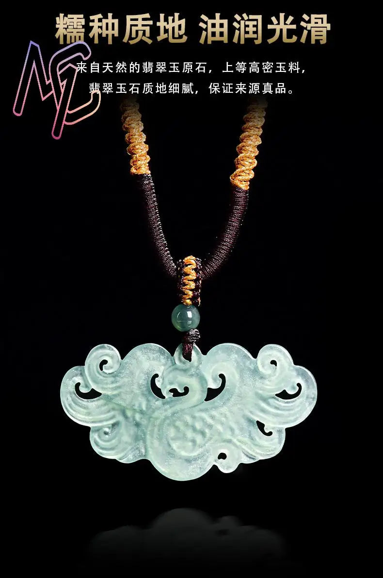 Myanmar Jadeite Phoenix Pendant Necklace Luxury Carved Amulet Charm Talismans Burmese Jade Natural Gemstone Gifts for Women