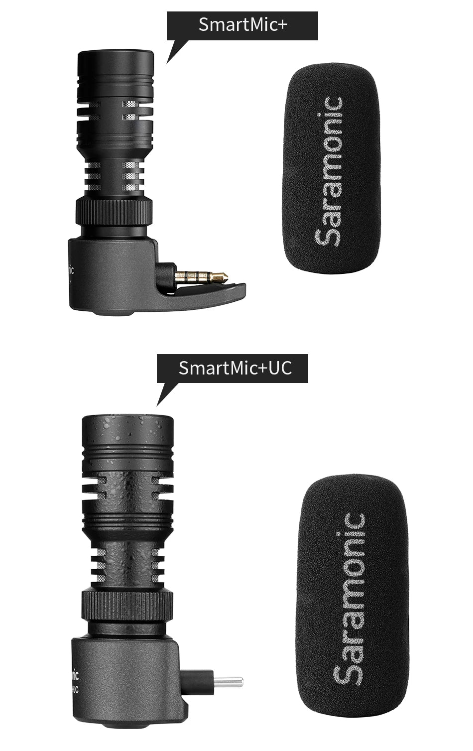 Saramonic SmartMic + Di/UC Tipe-C Rigtinggewende Mikrofoon met Skuimwindskerm vir IOS iPhone 13 11 7 7 plus Android-slimfone