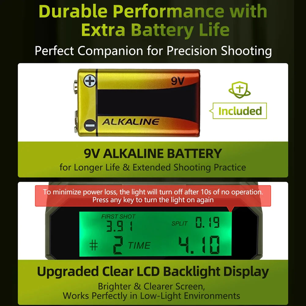 HOCAZOR Electronics Shot Timers IPSC Competition Shooting Pro Timer Steel Challenge Timer Air-soft Training With LCD Display