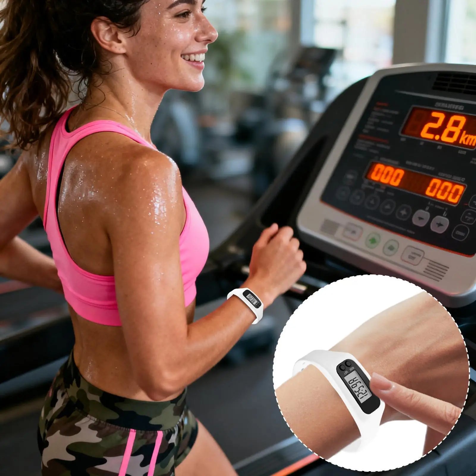 Pedometer Wristband Watch With LCD Display Lightweight Fitness Calorie Count For Daily Travel Commute Walking Running