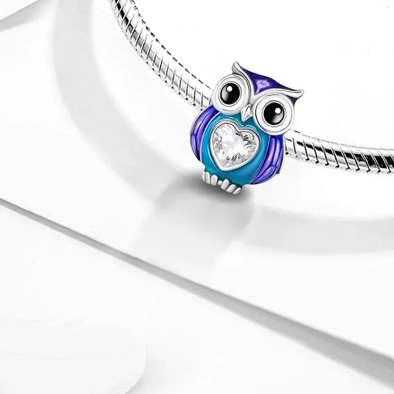 925 Sterling Silver Owl Dinosaur Panda Chameleon Cute Charm Bead Fit Diy Bracelet Bangle Making Gift of High Quality Jewelry