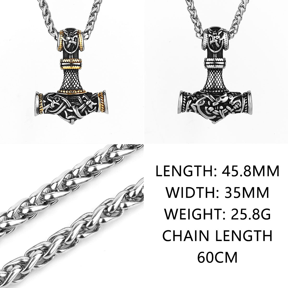 Original Viking Stainless Steel Thor Hammer Multiple Styles Domineering Unisex Necklace Pendant Boyfriend Gift Wholesale