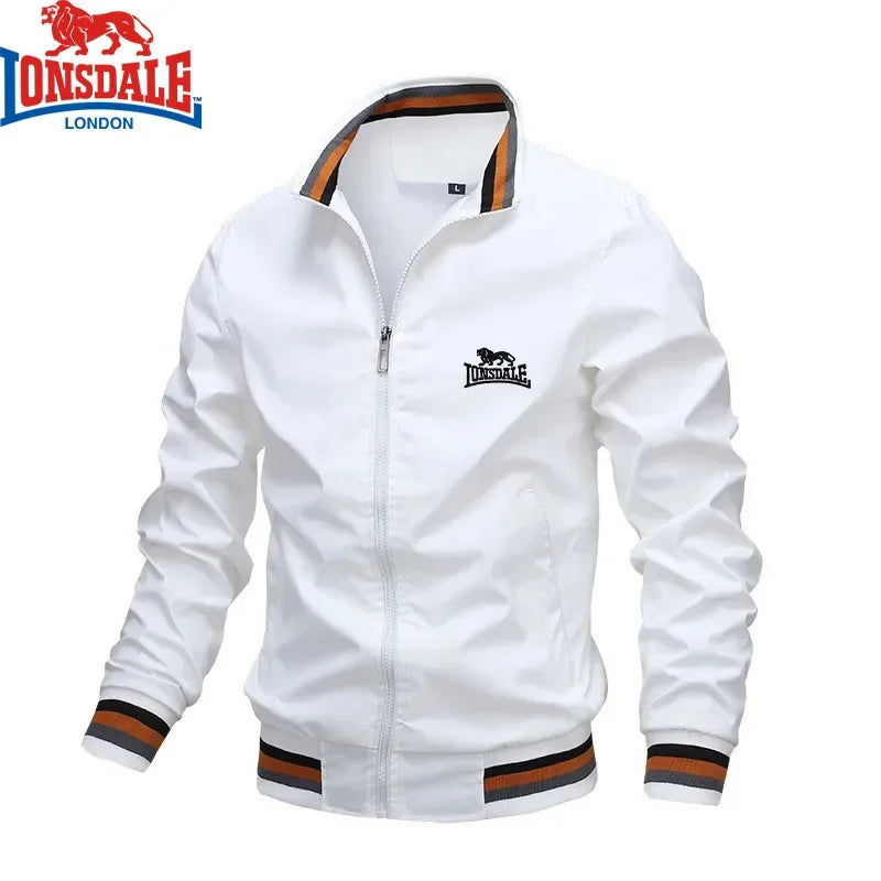 Embroidered Autumn and Winter Men's Stand Collar Casual Zipper Jacket Outdoor Sports Coat Windbreaker Jacket for Men Waterproof