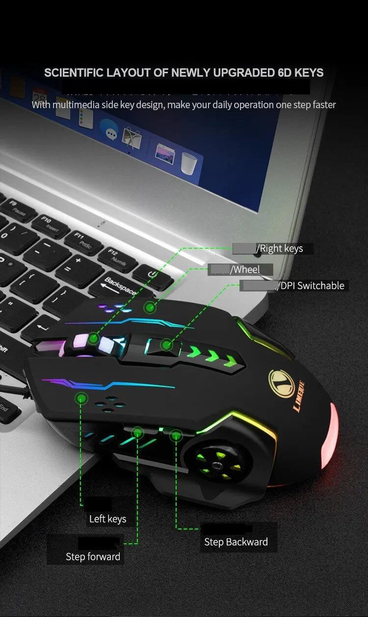 USB Wired Gaming Mouse Mechanical Mice USB Luminous Light Mouse Adjustable Optical Gamer Mouse for PC Computer Game
