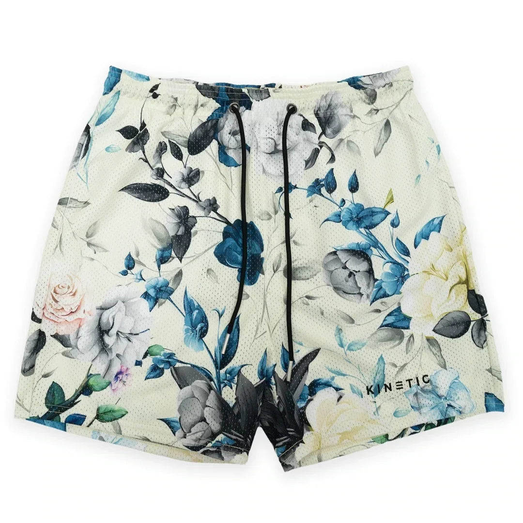 Summer New men short pant Rose Design Casual Shorts Street Hip Hop Fitness Polyester Fast Dry Breathable Embroidery Men Shorts