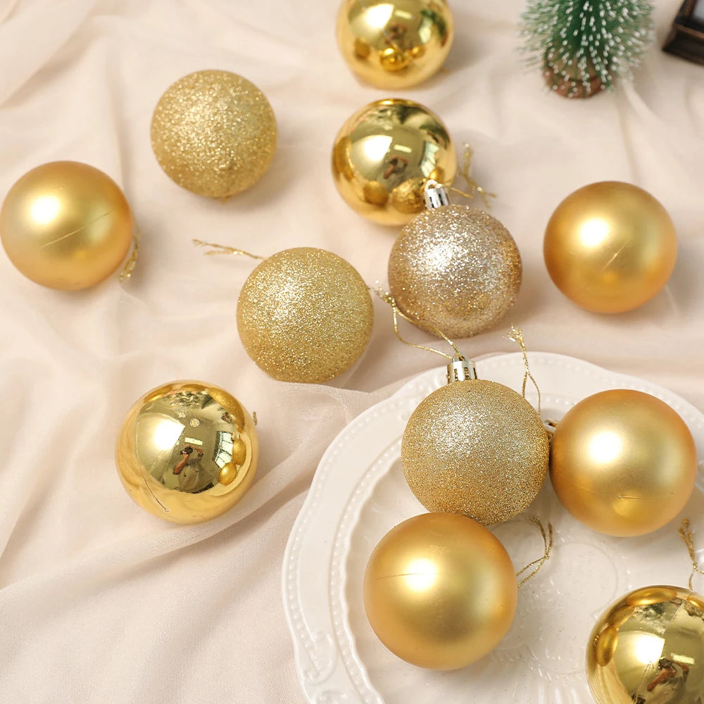 24Pcs/Box 3-4cm Christmas Balls Christmas Tree Ornament Ball Xmas Hanging Tree Pendant Home Party Decor New Year Gifts