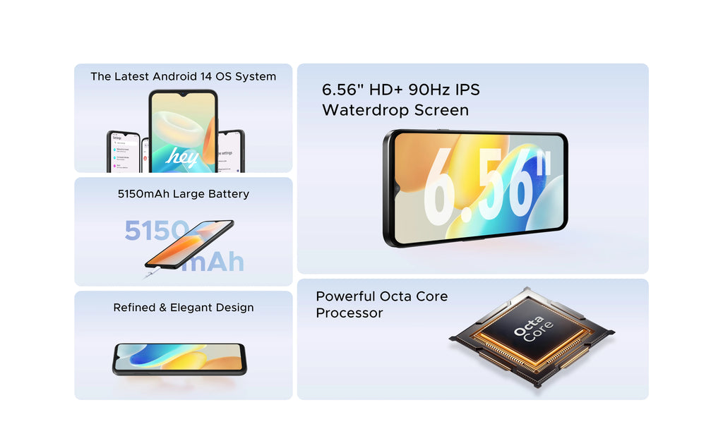 DOOGEE [N55] Smartphone 5G 6.56 "90Hz IPS Screen Telephone Portable 4GB+128GB Triple 13MP Camera 5150mAh Android 14 Mobile Phone
