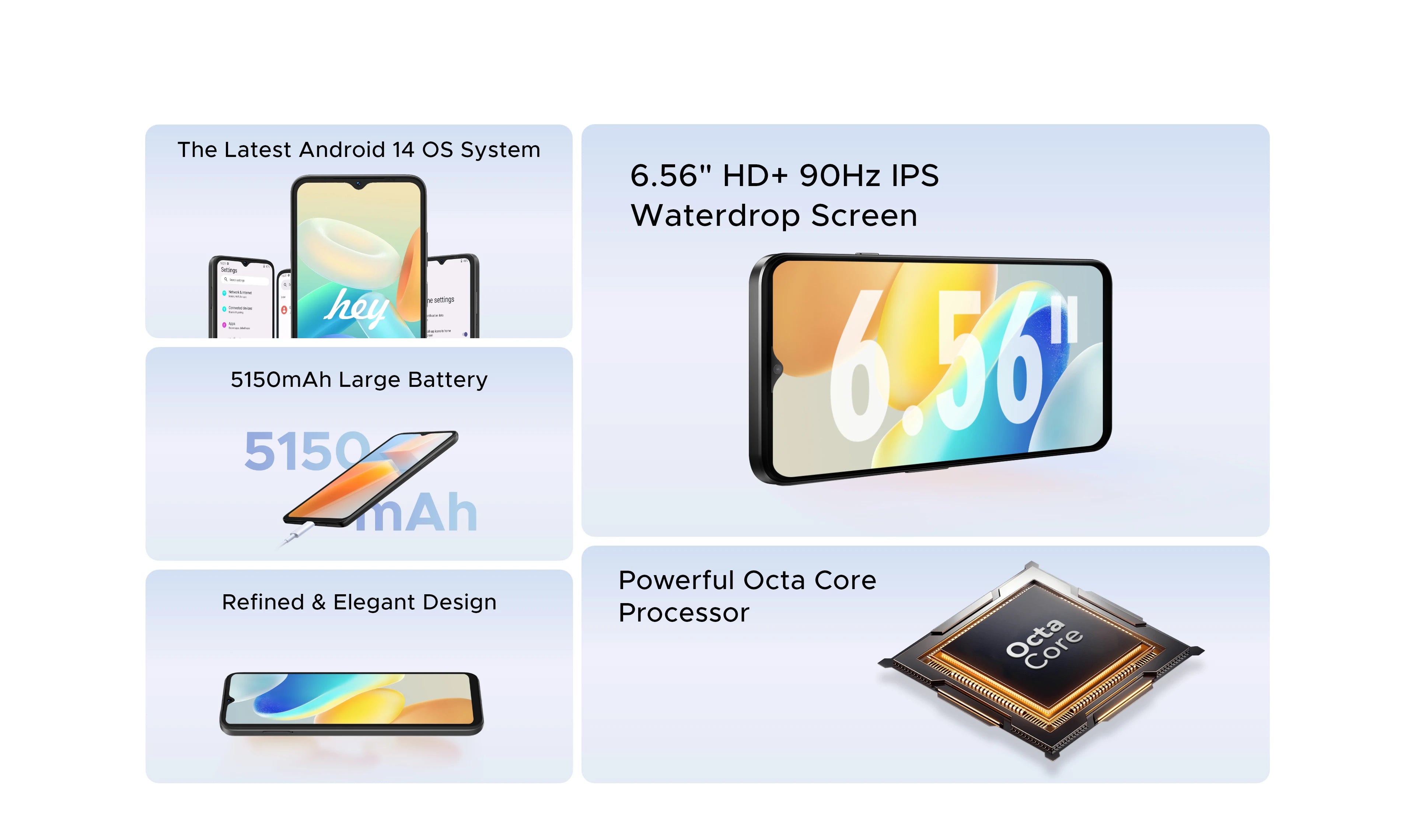 DOOGEE [N55] Smartphone 5G 6.56 "90Hz IPS Screen Telephone Portable 4GB+128GB Triple 13MP Camera 5150mAh Android 14 Mobile Phone