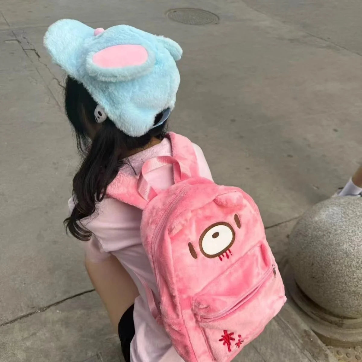 Gloomyed Violented Bear Backpack Cute Cartoon Japanese Large Capacity Backpack For Girls And Students Schoolbag Casual Daily Use