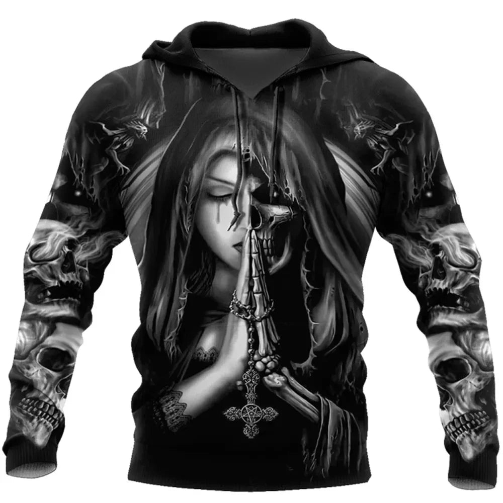 Vintage Skull 3D Print Hoodie Men/Women Casual Fashion Hoodies 2026 Pullover Sweatshirts Oversized Unisex Men Coat