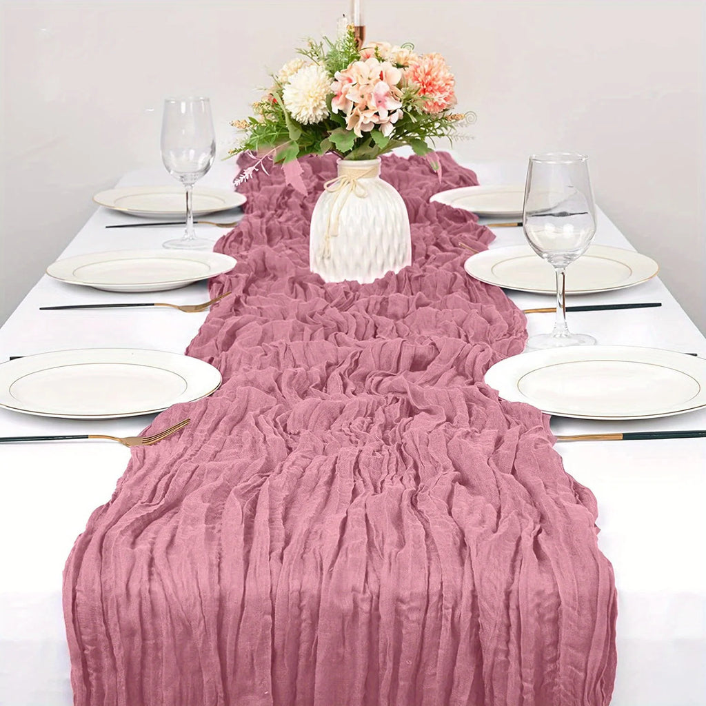 1pc Boho Style Cheesecloth Table Runner - Long Gauze Sheer RomanticTable Runner For Weddings, And Scene Decor Home Decor