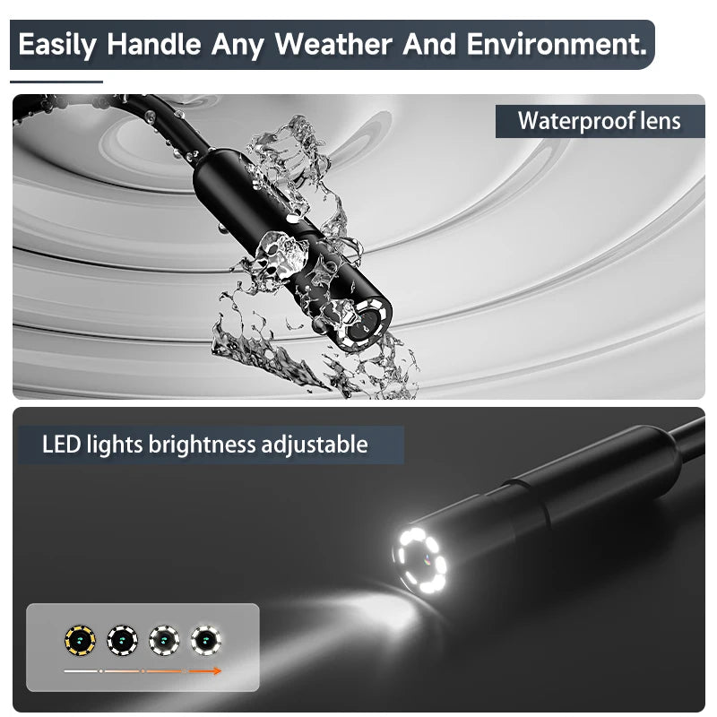 Draagbare Endoskoop 4.3'' Skerm 8mm Sonde 8LEDs Waterdigte Loodgieter Kamera 2M-100M Lugvaartverbindings Motorinspeksie Boorgatkyker