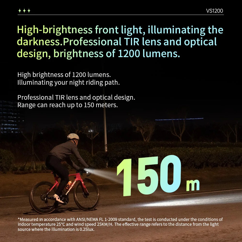 iGPSPORT VS1200 Bike Light Smart Bicycle Headlight for MTB/Road Bikes High Brightness Cycling Light Bicycle Accessories