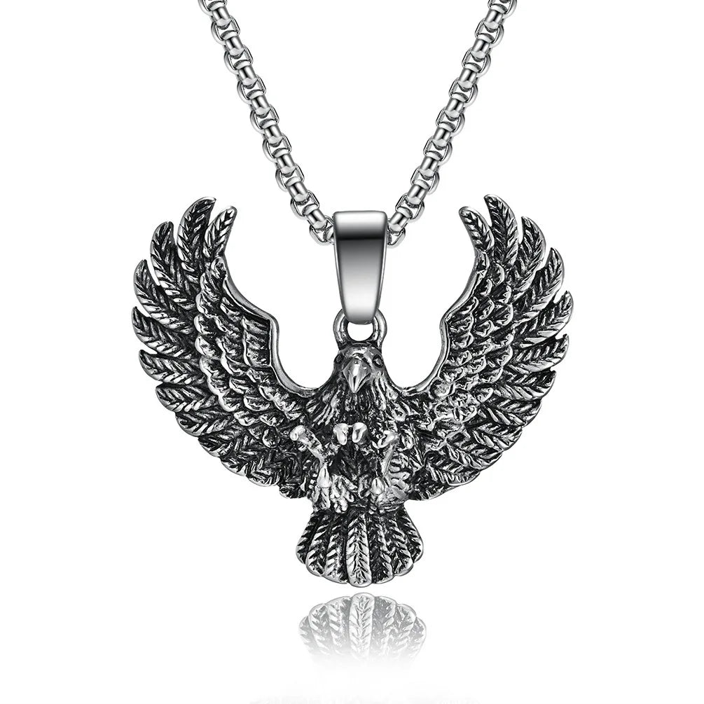 Stainless steel retro eagle hunting necklace titanium steel eagle men's pendant pendant pendant
