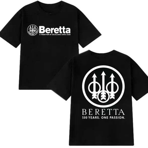Men T Shirt Casual Berettas Guns Weaponry T-shirt Graphic Summer Sports Short Sleeves 100% Cotton Streetwear S-3XL Cool Tee