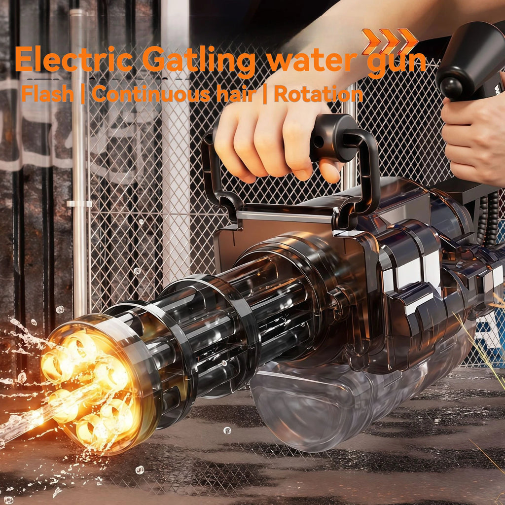 2026 New Rotating Spitfire Gatling Electric Continuous High Pressure Pulse Water Gun with Large Capacity Black Technology Water