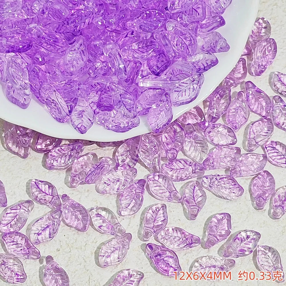 New 30pcs12x6mm Cute Grape Leaf Shaped Glass Beads Loose Spacer Beads For Jewelry Making Handmade Crafts Diy Bracelet Necklace