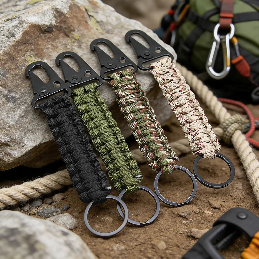 4 Styles Men Paracord Keychain Selected High Quality Outdoor Hiking Umbrella Ropes Adventure Camping Backpack Ornament Pendant