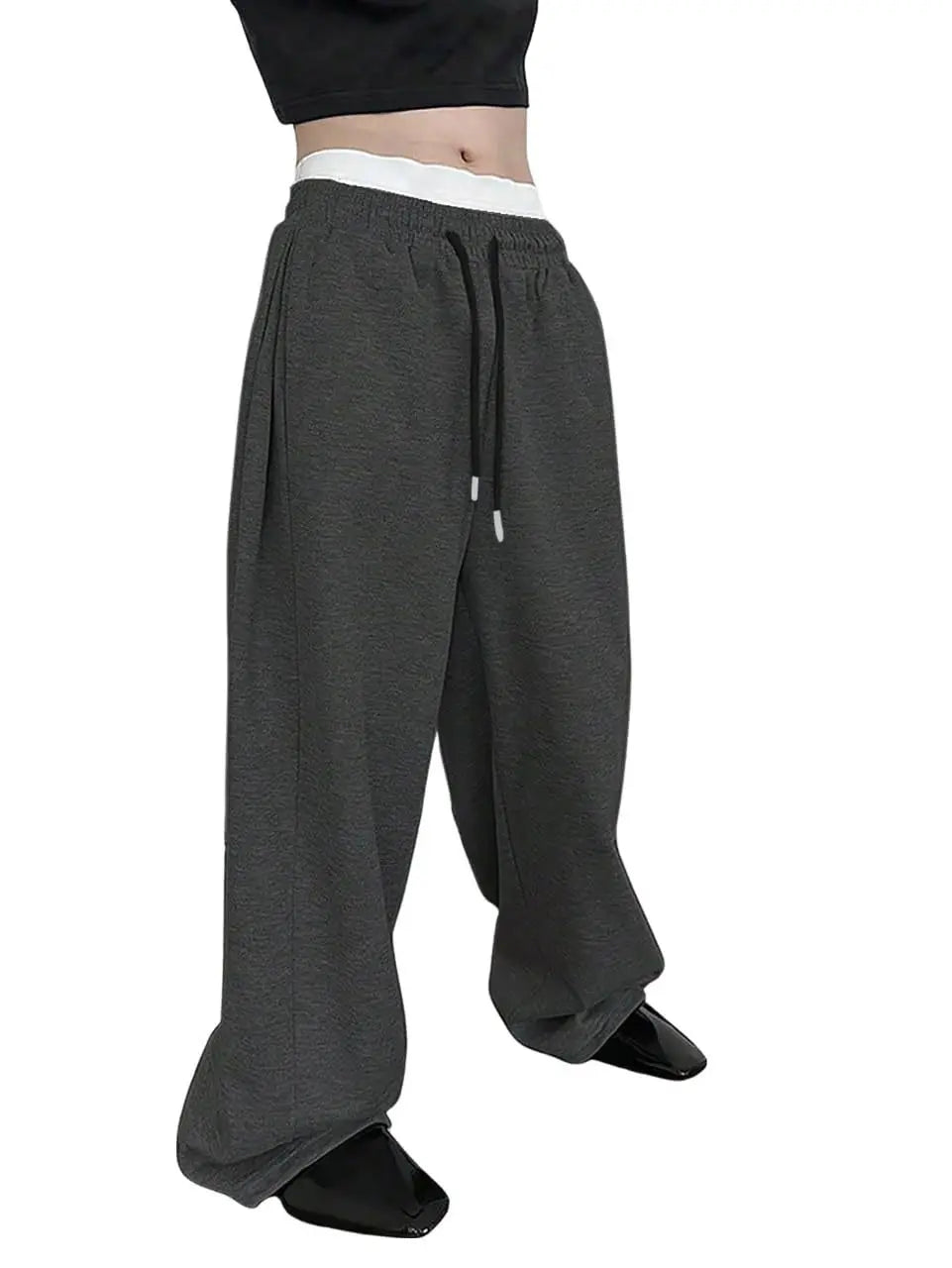 Herren-Sweatpants mit weitem Bein, Kordelzug an der Taille, geradem Bein, lockere Hose, Freizeithose, Bergsteigerhose, Jogger-Sweatpants
