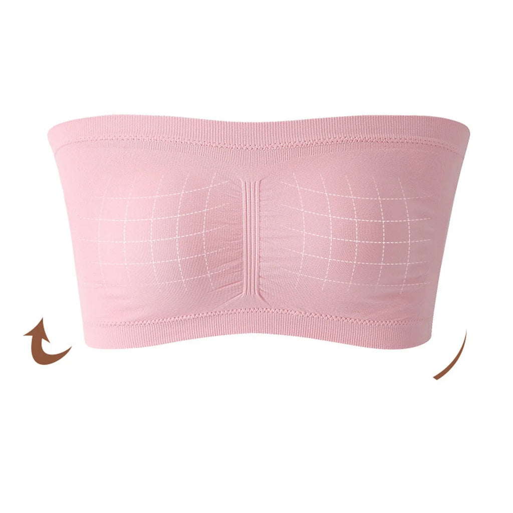 Ladies' Stretch Strapless Bra Fashion Solid Color Invisible Beauty Back Anti-slip Bra Suitable For One-Shoulder Top and Dress