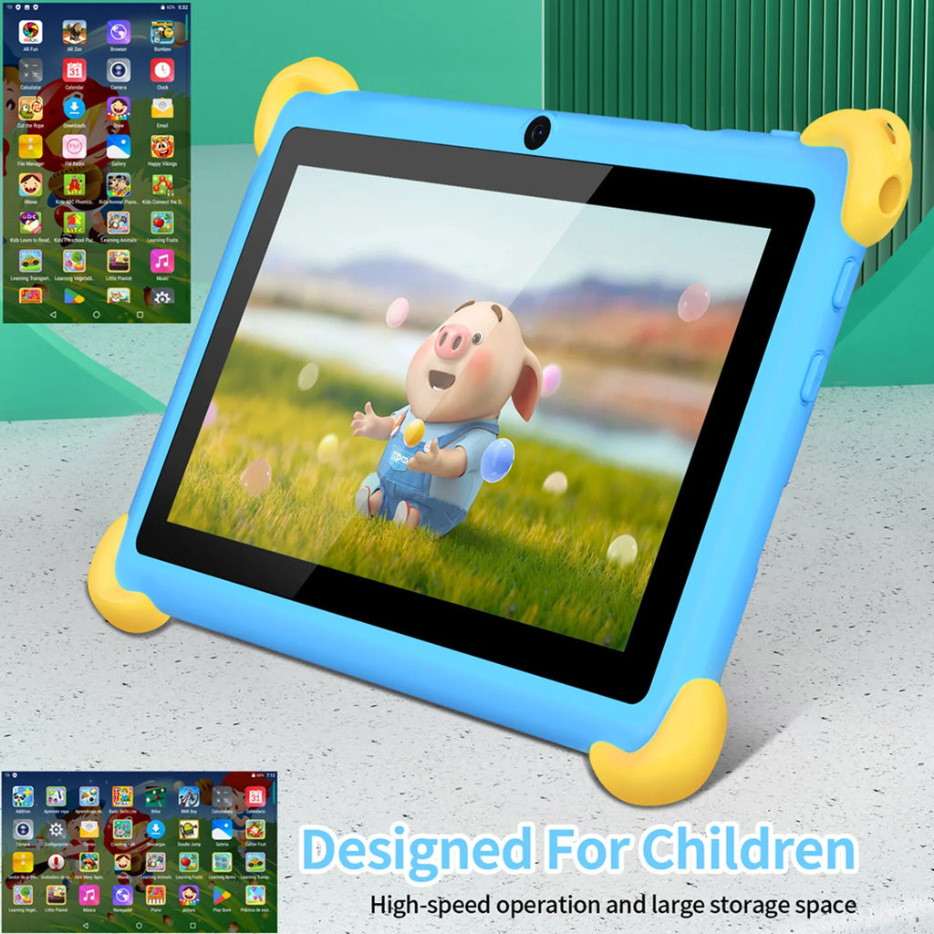 New 7 Inch 5G Pad Cartoon Pattern Kids' tablets Android Learning Education Tablet PC Kids-Proof protective Case Tablet 4000mAh