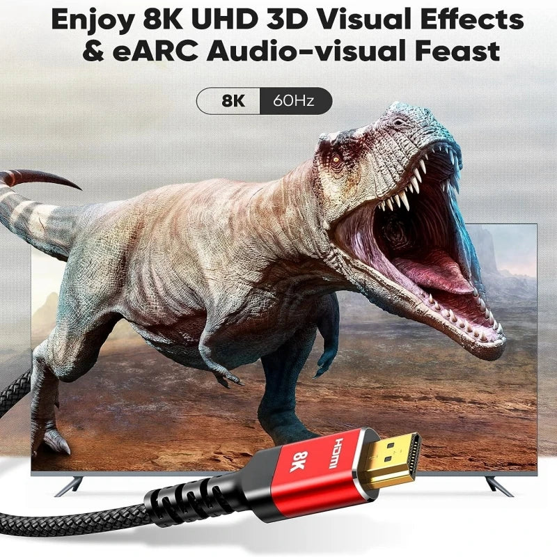 Long 8K HDMI 2.1 Cables 5M/15FT 48Gbps high speed braided Cord-4K@120Hz 8K@60Hz Compatible With Roku TV/PS5/PS4/RTX 3080 3090