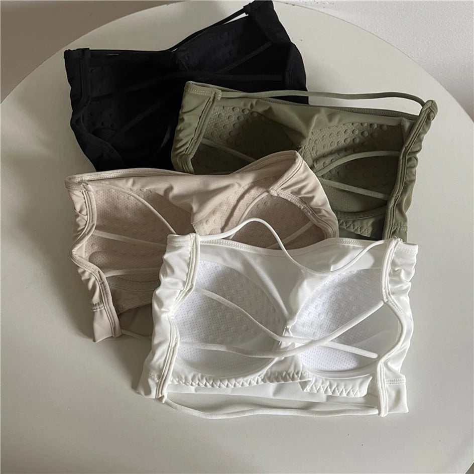 Seamless Tube Top Ice Silk Sexy Wrap Chest For Women Push Up  Bras Strapless Underwear Solid Color  Bralette Lingerie