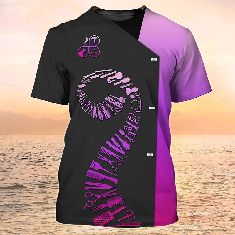 Hairdresser  Men's Fashion 3D Printed T-shirt Casual Fun Short Sleeve Barber Men's Graphic T-shirt Tees Y2k Tops Mens Clothing