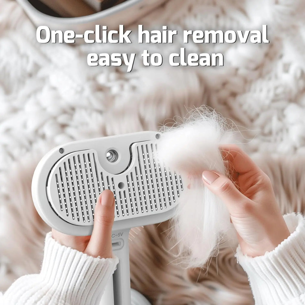 Pet Hair Removal Comb with Water Tank And Release Button Cat Dog Shedding Spray Steam Brush for Grooming