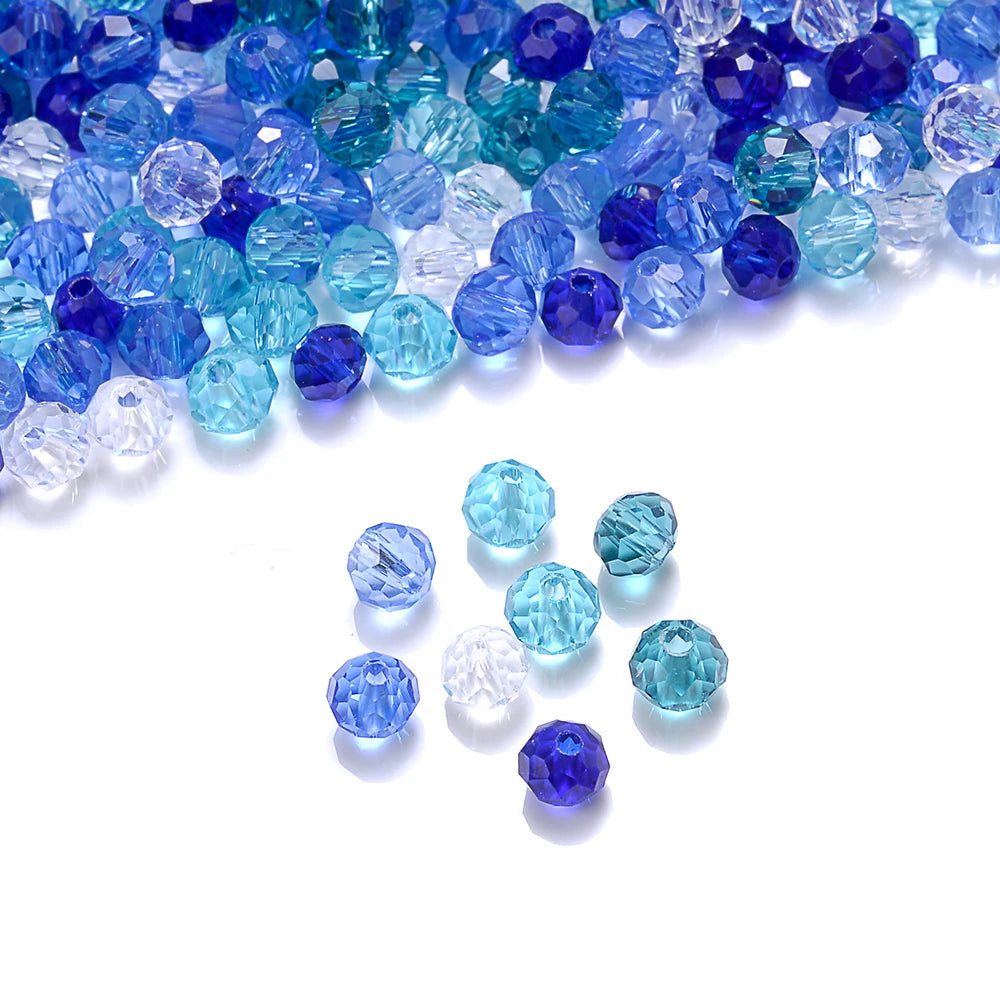 Cicifu Mix Green 3/4/6mm 40/120pcs Rondelle Austria Faceted Crystal Glass Beads Round Loose Beads for Jewelry Making Finding
