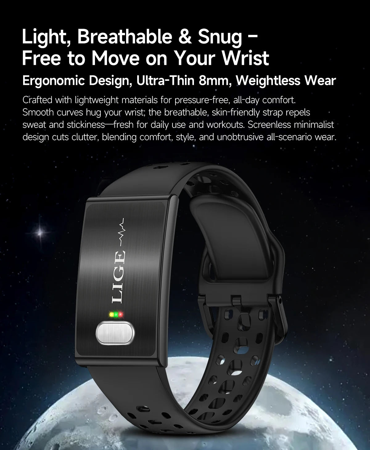 LIGE Fitness Tracker ECG+PPG SpO2 Sport Smart Bracelet Body Fat BMI Heart Rate Blood Pressure Monitor Pedometer Smartwatch Band