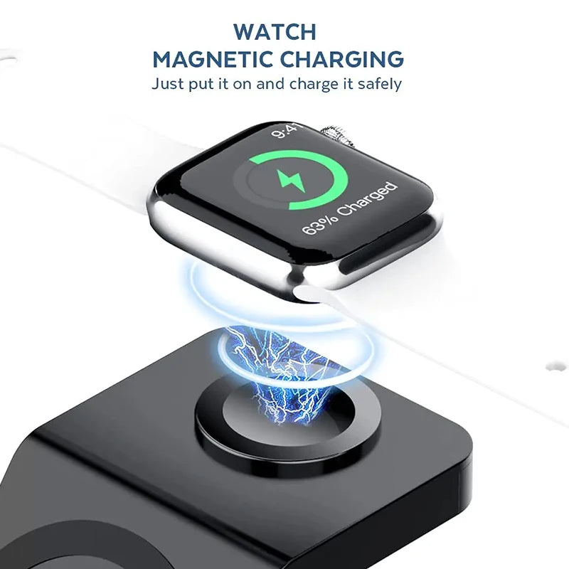 3 In 1 Wireless Charger Stand Mobile phone Holder For iPhone 16 15 14 13 Pro Max iWatch AirPods Fast Charging Station
