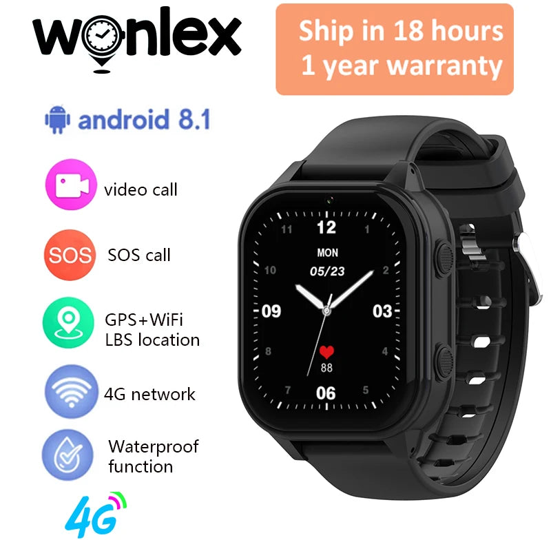 4G Smart Watch Kid SOS GPS WiFi Wristwatch Whatsapp KT19Pro MAX Android8.1 with Video Call Camera Monitor Children smartwatch
