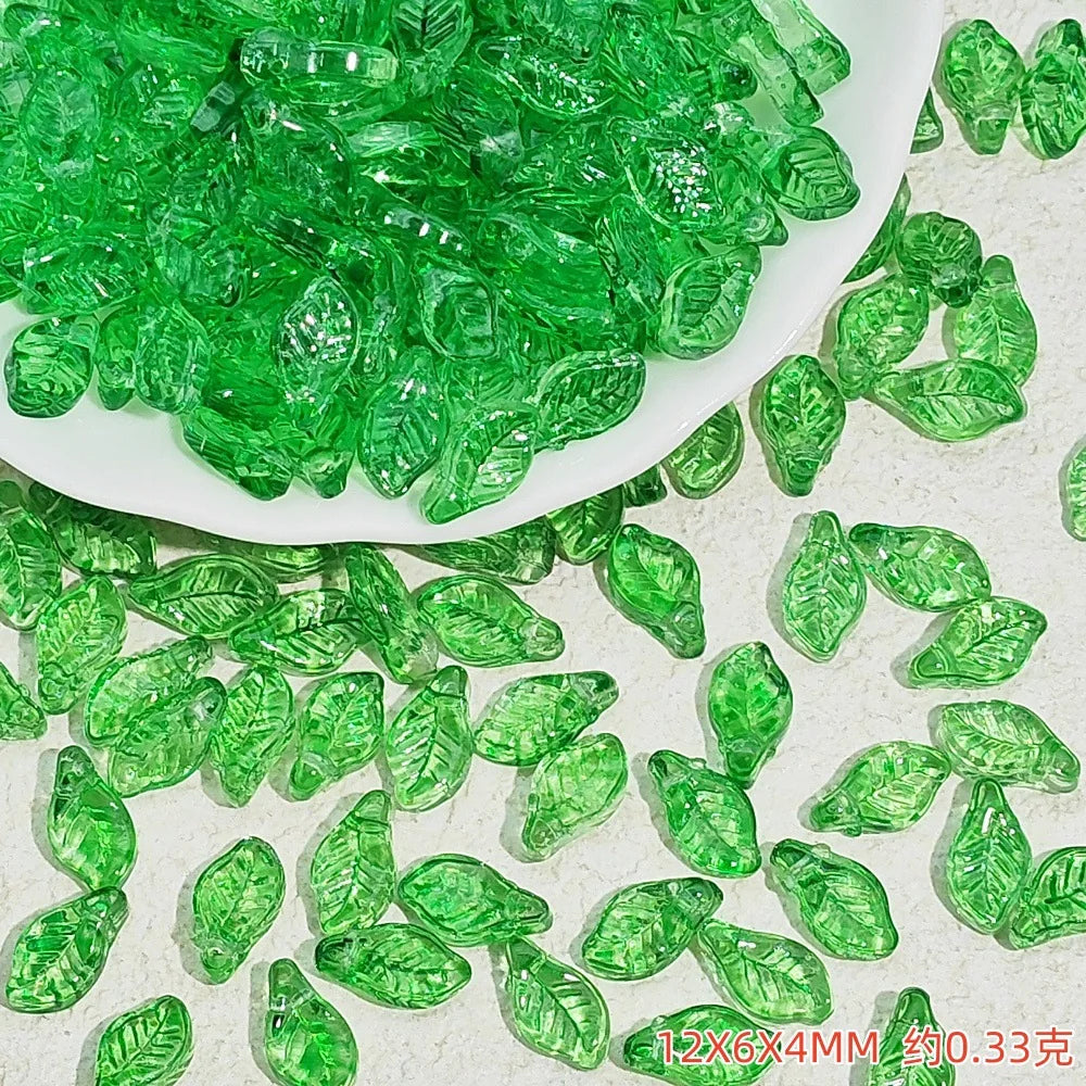 New 30pcs12x6mm Cute Grape Leaf Shaped Glass Beads Loose Spacer Beads For Jewelry Making Handmade Crafts Diy Bracelet Necklace