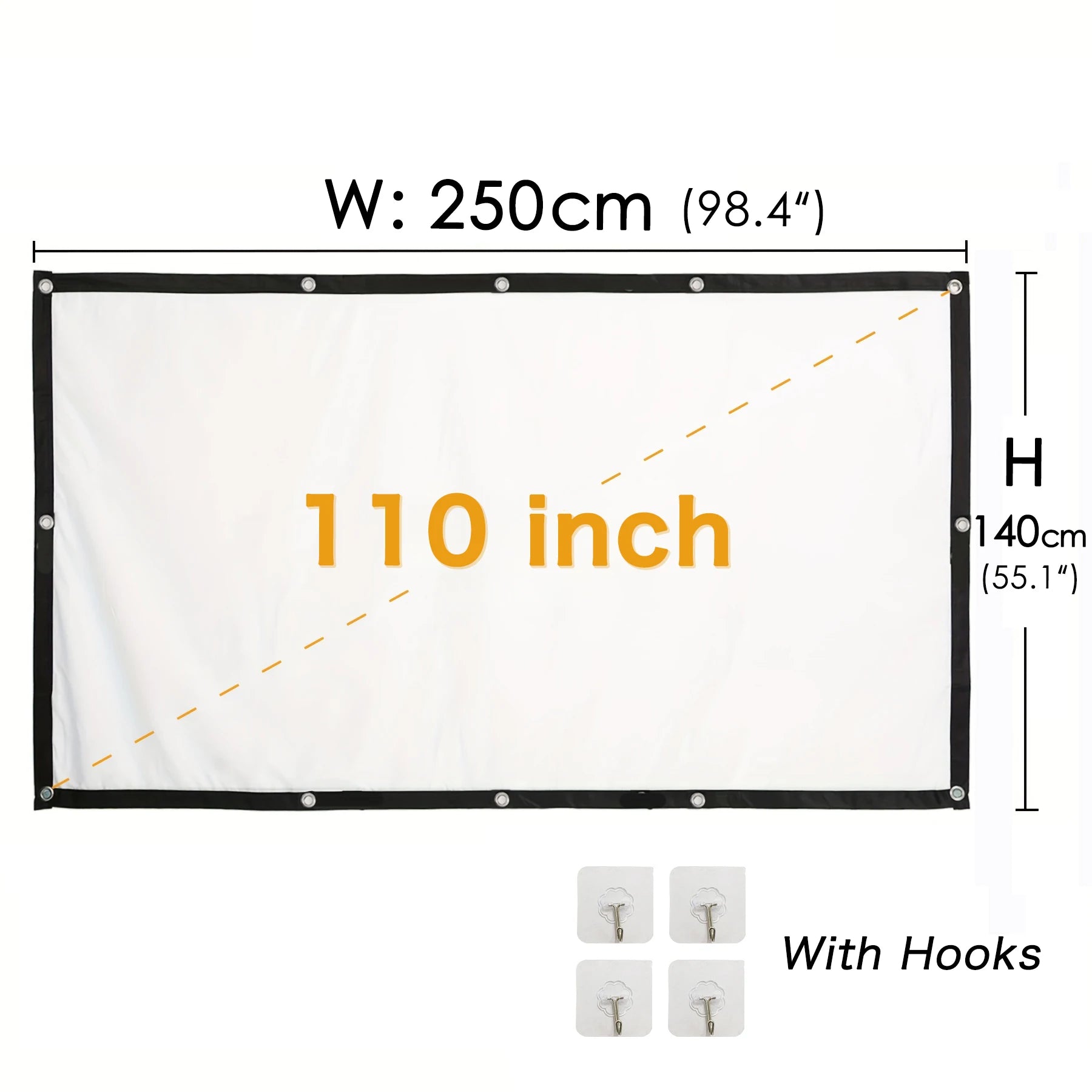 Portable Projector Screen 16:9 Foldable Projection Screens Home Cinema House Indoor Outdoor Theater 4K HD 1080P Anti Light Flat