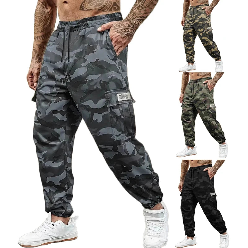 Men's Cargo Pants Multi-Pockets Camouflage Trousers Autumn Lightweight Casual Sweatpants Outdoor Work Hiking Legged Pants Male