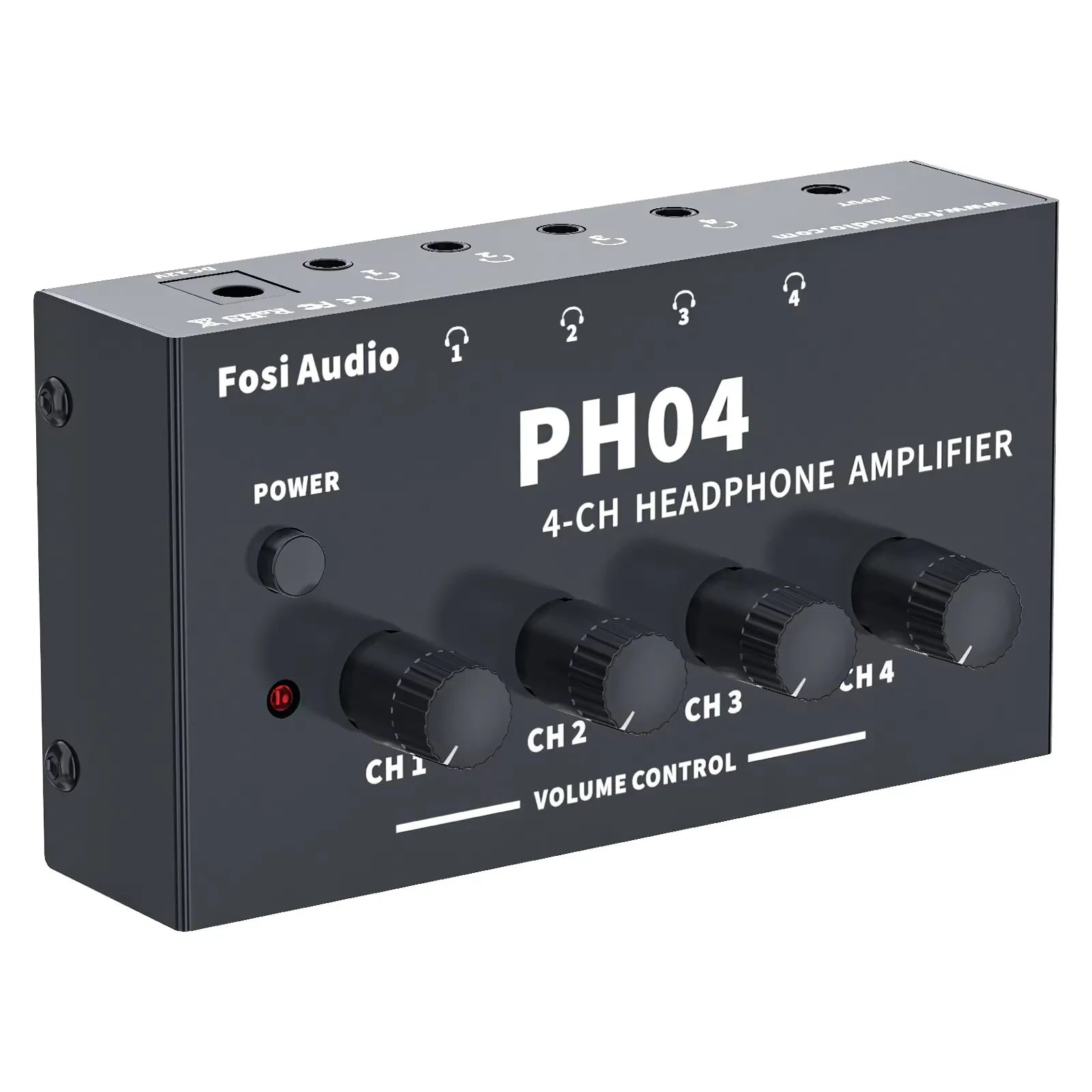 Fosi Audio PH04 4CH Headphone Amplifier Metal Stereo Audio Amp Ultra-Compact Portable Headphone Splitter Preamplifier for Studio