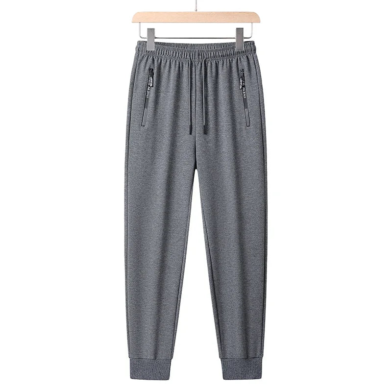 Herren Sommerhose große Größen, Kordelzug, Stretch, Sport-Jogger, Herren, große Übergröße, Reißverschlusstasche, 4XL 5XL 6XL 7XL 8XL, Grau, Schwarz