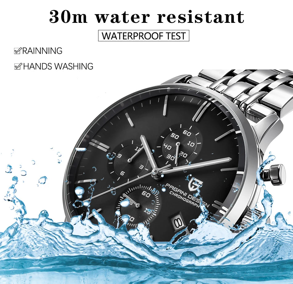 2025 New PAGANI DESIGN Business Men's Quartz Watch 46mm Brand Stainless Steel Waterproof Automatic Chronometer Relogo Masculino