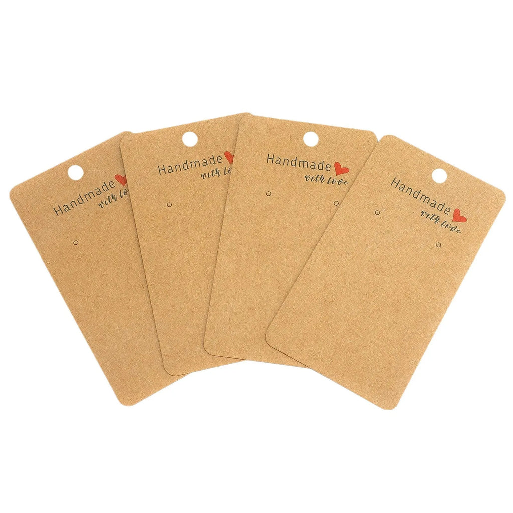 50pcs 5x9cm Earring Display Cards Handmade with Love Holders for Ear Stud Jewelry Selling Small Business Packaging Supplies