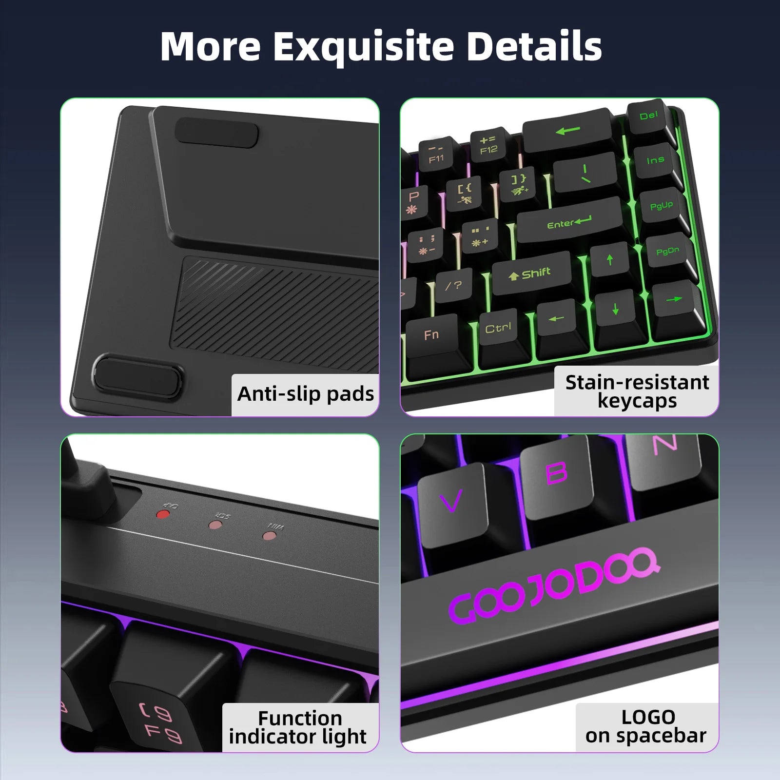 GOOJODOQ Mini 60% Gaming Keyboard Portable Wired Portable Wired Mechanical Keyboard RGB Backlit 68 Key Ultra-Compact Keyboard