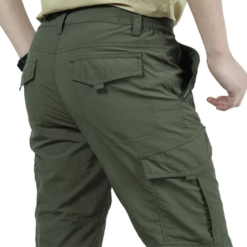 Summer Casual Lightweight Army Military Long Trousers Male Waterproof Quick Dry Cargo Camping Overalls Breathable Tactical Pants